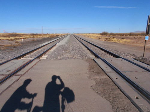 We're passing over the railroad tracks.